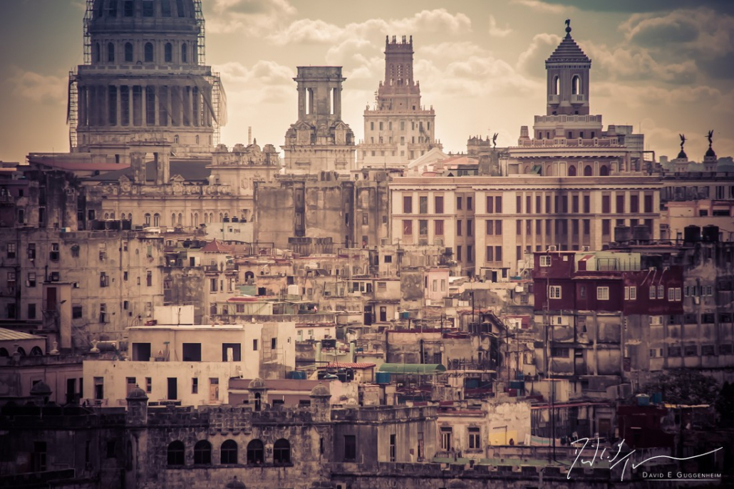 "La Habana Vieja" - A view of Havana and the Capitolio taken from across Havana Bay, revealing a vibrant city that seems frozen in time.